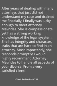 Client review for Boston Divorce lawyers Mavrides Law